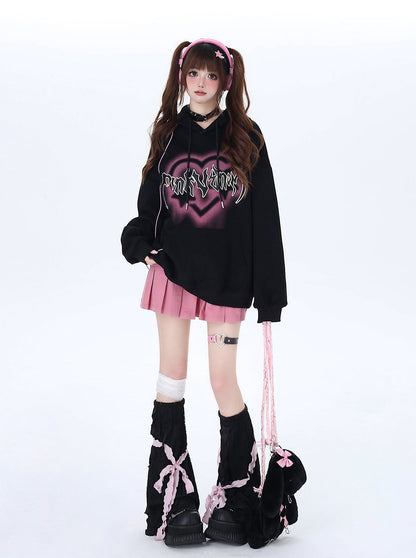 Sweat à capuche surdimensionné avec lettres « Love American »