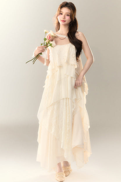 Roselle Irregular Dress Long Multi-Layered Heavy Skirt