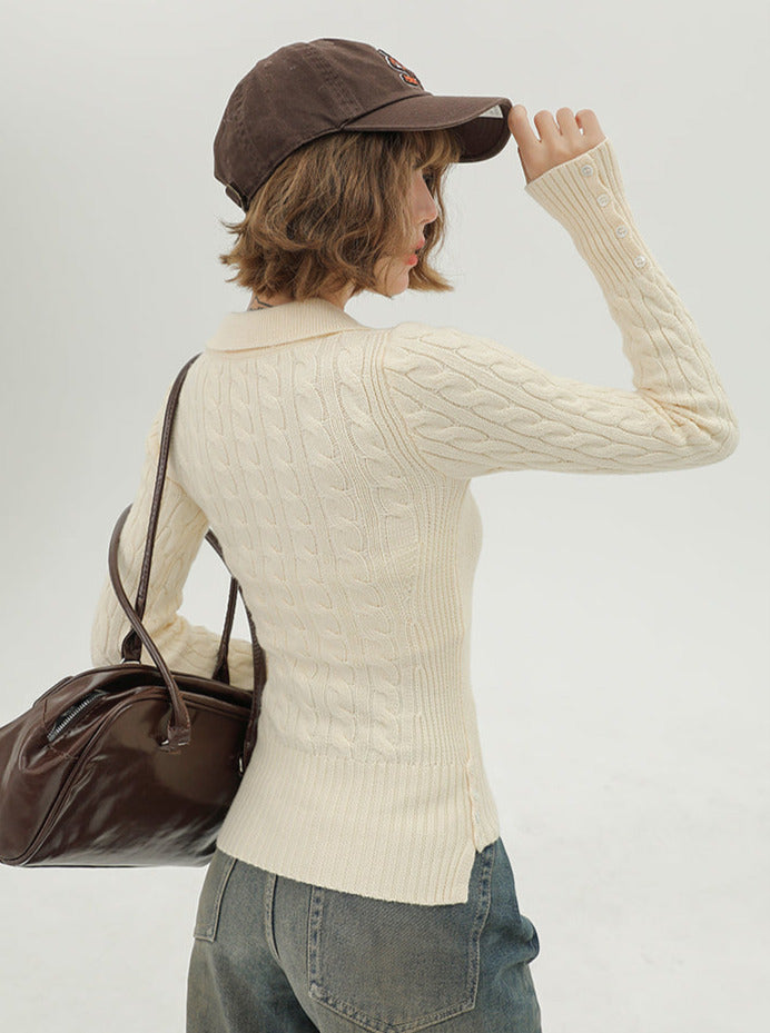American Polo Strickoberteil mit Retro-Kragen