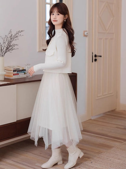 Elegantes Westenkleid aus transparentem und kurzem Dufttüll