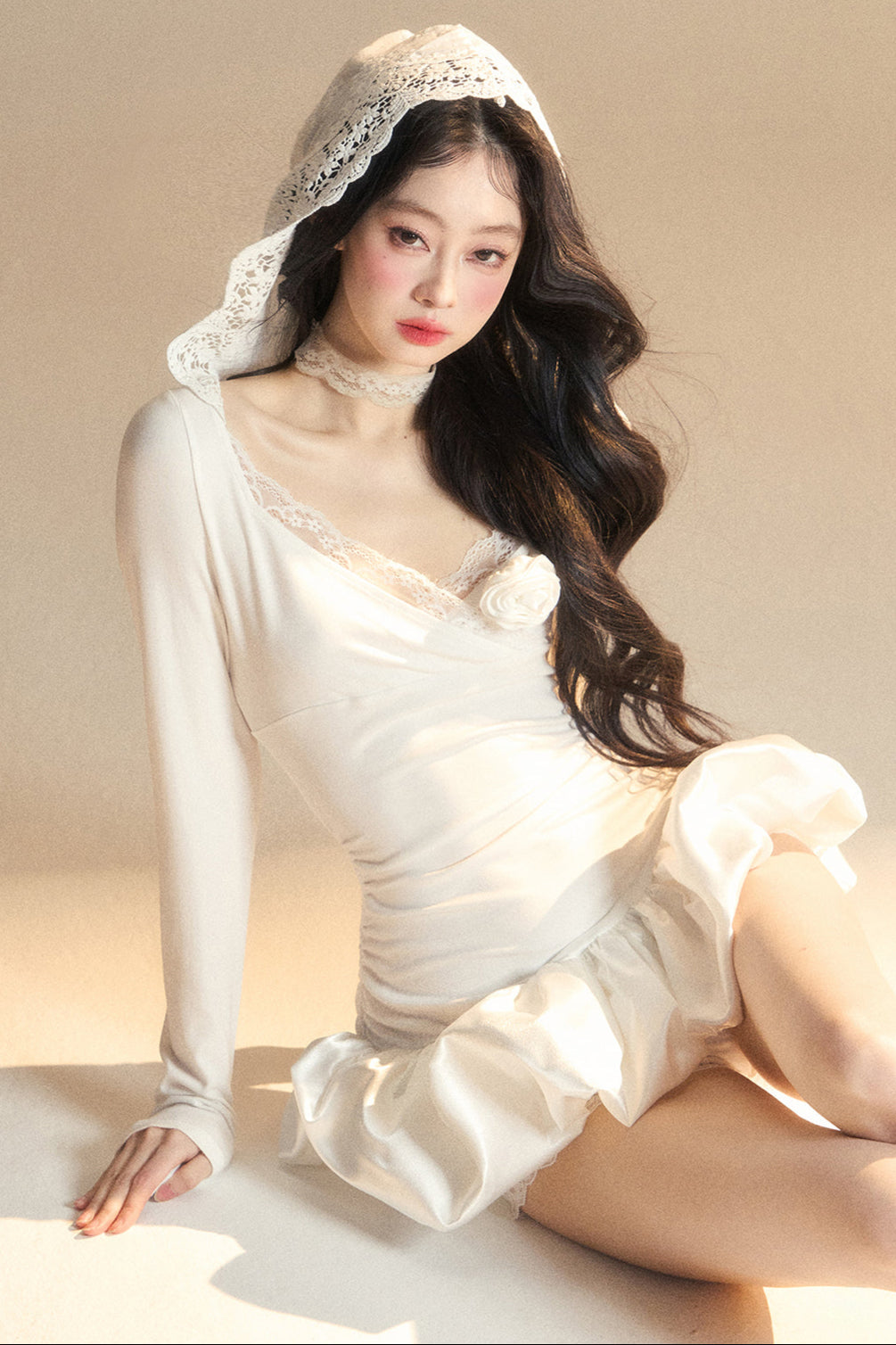 Balloon Short Lace Dress Hooded Ballet Core