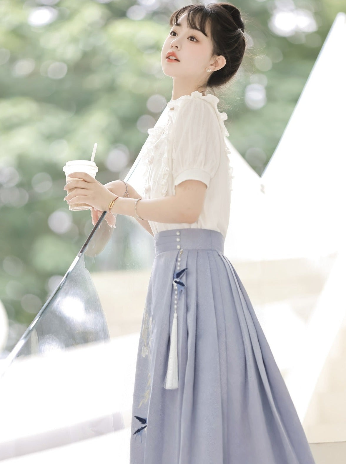 Summer Pleated Skirt Retro Ruffle Top Design China