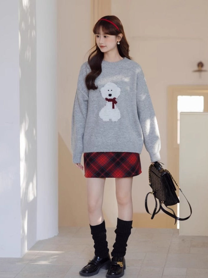 Tight Skirt Diamond Checked Dark
