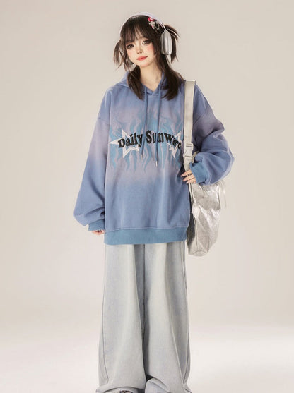 Straight Denim Loose Retro Pants Cross-belted