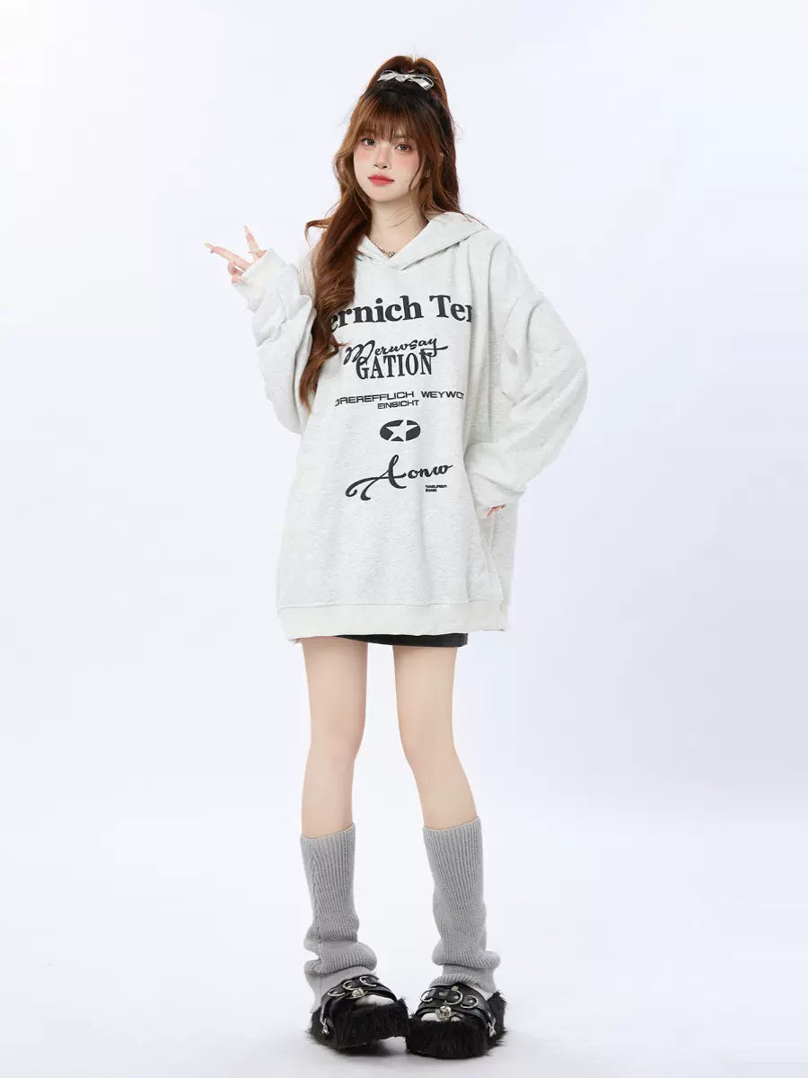 American Retro Print Letter Hoodie