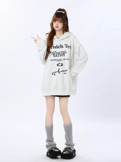 American Retro Print Letter Hoodie