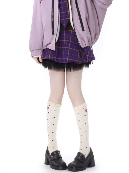 Multi -pocket Taro Purple Jacket Knit Best Skirt Suit
