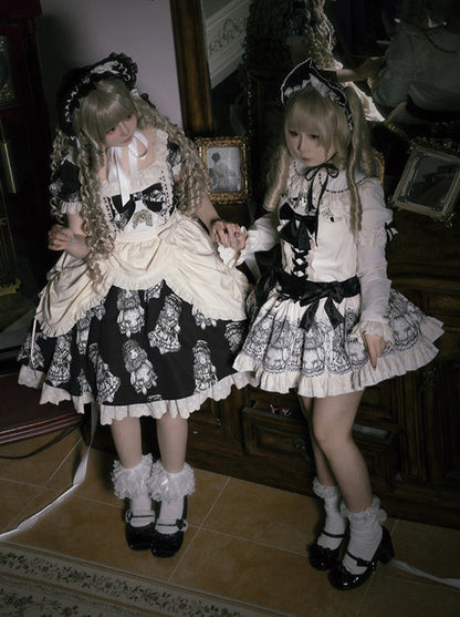 Ensemble de robe de nuit brodé de poupées imprimées