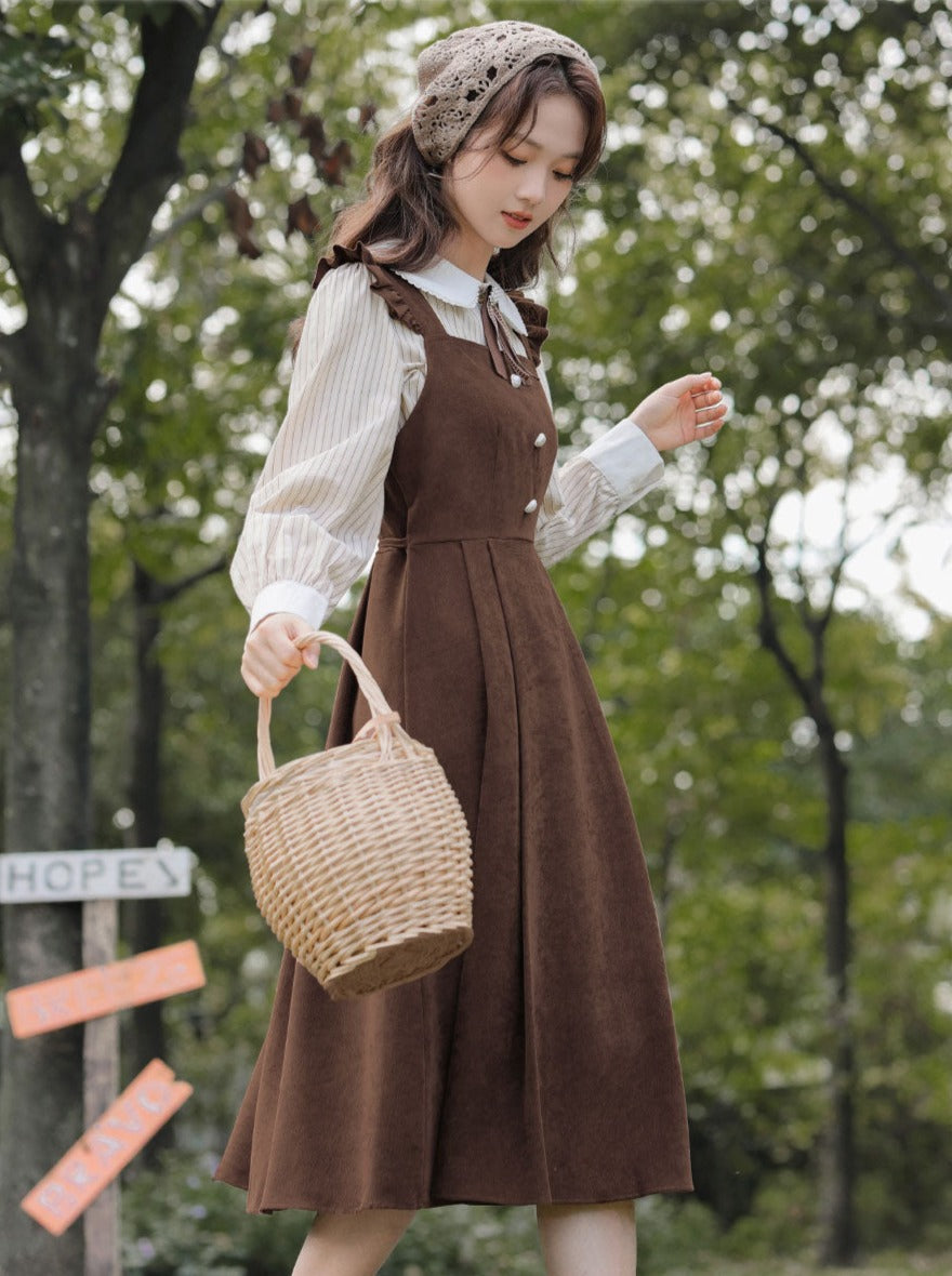 Style College Piece Suspender Shirt Two Dress American
