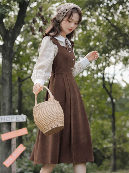 Style College Piece Suspender Shirt Two Dress American