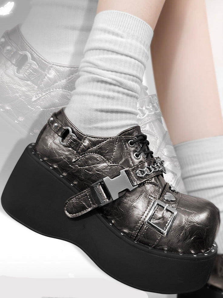 Punk Lolita Platform Toe Devil Shoes Gothic Round Trap