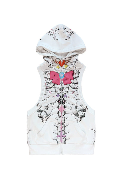 vest Ribbon skull hooded