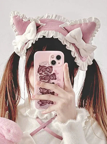 Suspender Dress Set Ear Velvet Tail Hairband Frill Puffy Cat Heart
