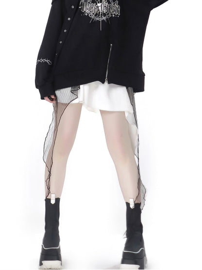 Dark Soon Print Design Sweat Suit Eyelet Trainer + Lace Elegula Skirt