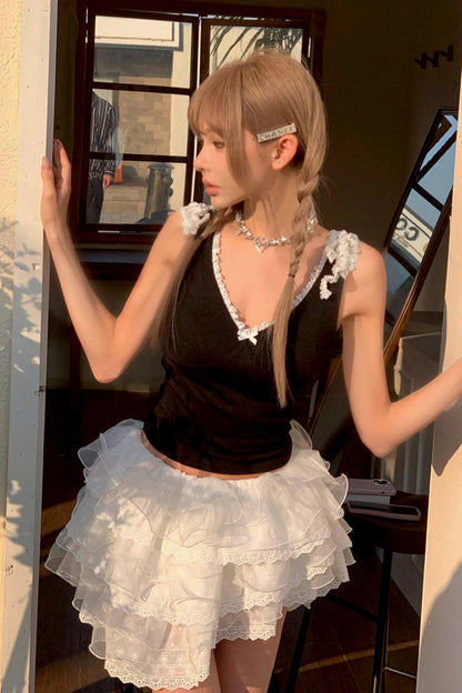 Vest Trim Double V-Neck Lace