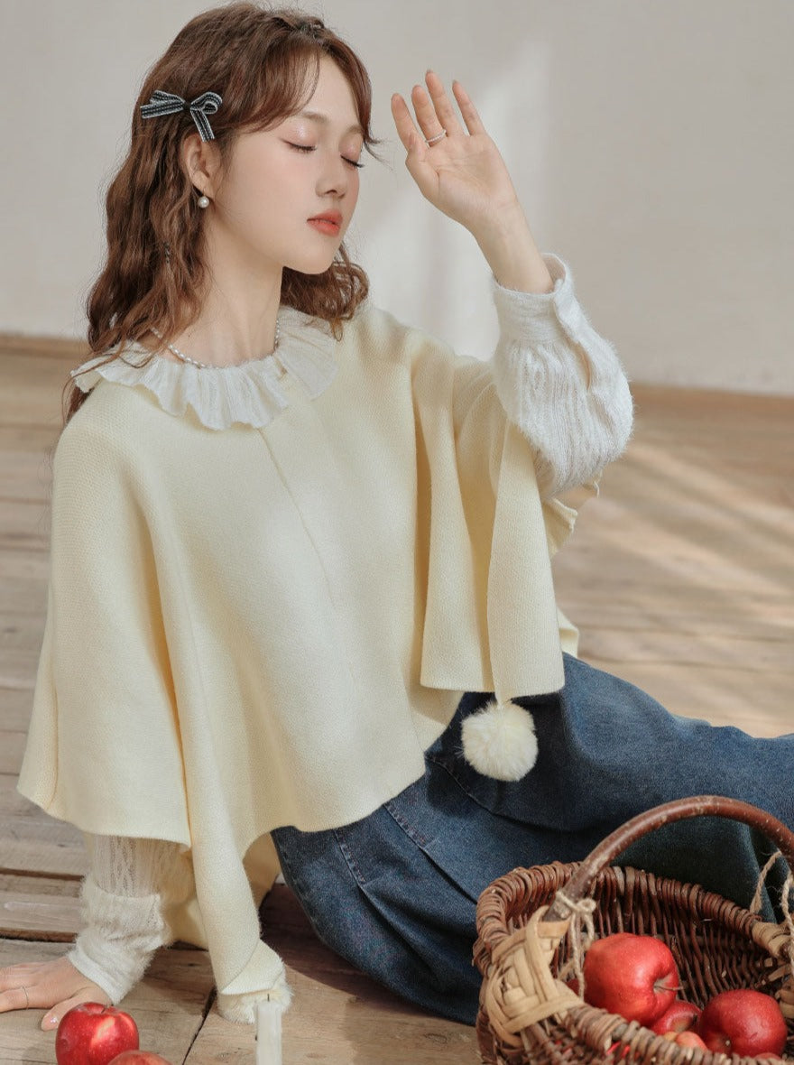 Fur Cape Cloak Pompon