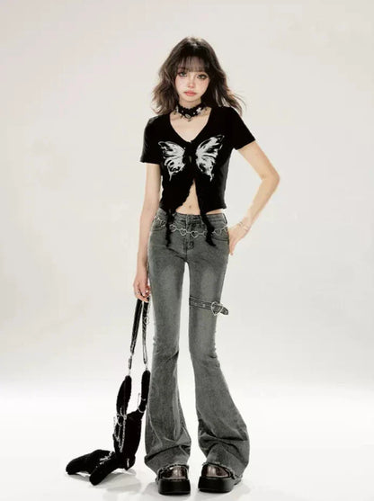 Short Black Top Butterfly Slim