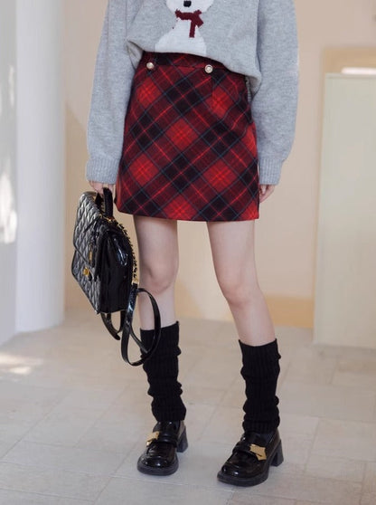 Tight Skirt Diamond Checked Dark