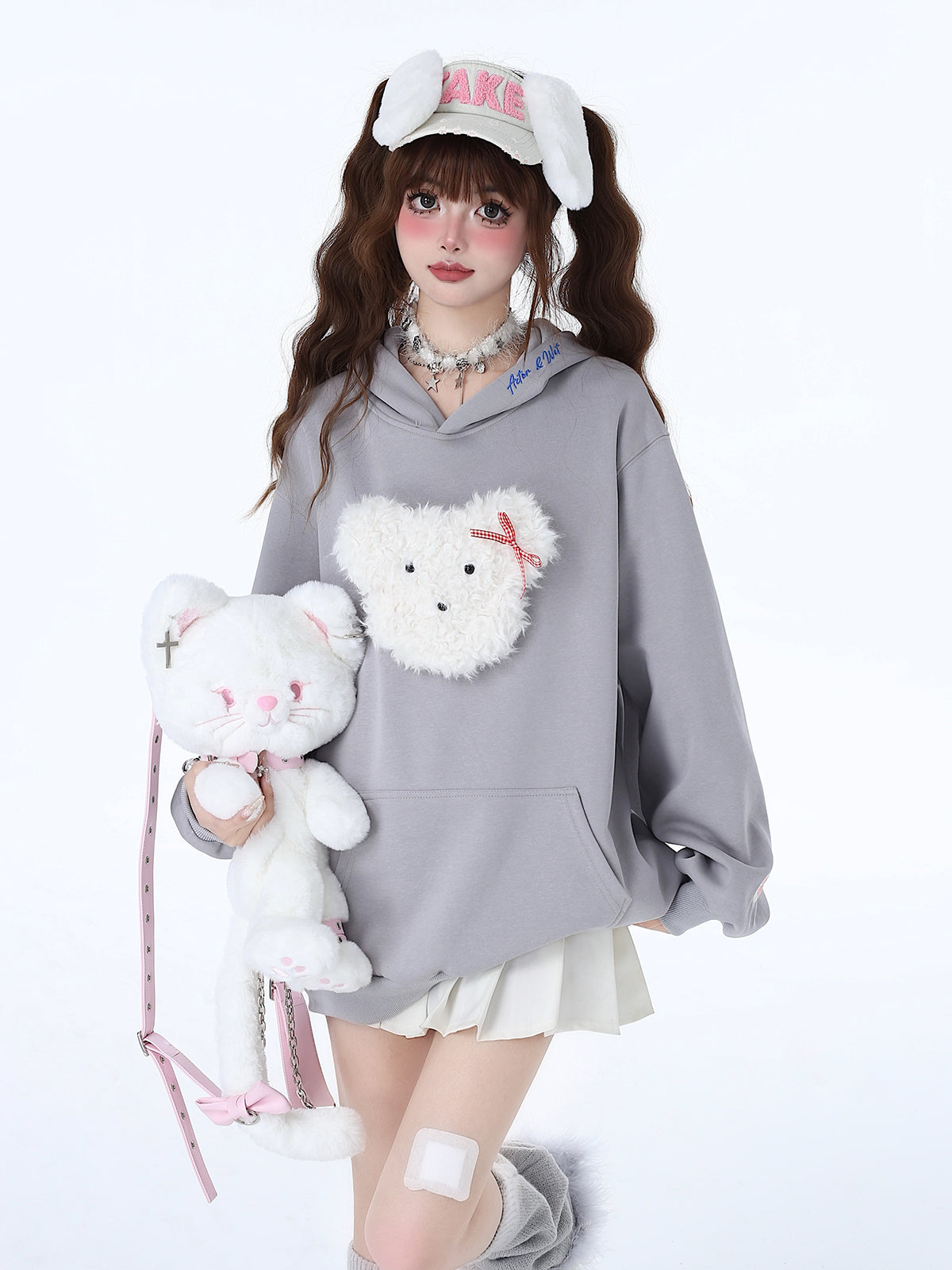 Sweat à capuche couleur pastel lapin Morabito Loose