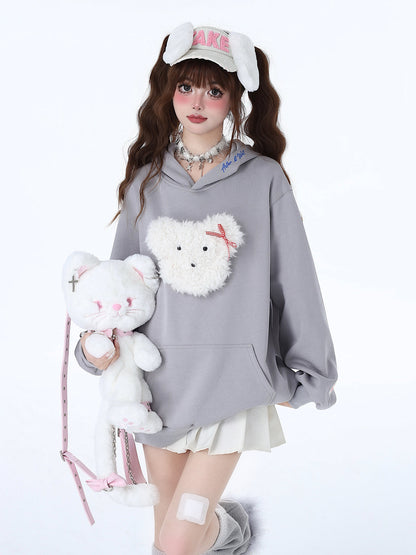 Sweat à capuche couleur pastel lapin Morabito Loose