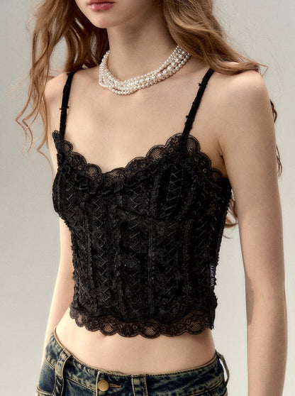 レースベルベットキャミソール