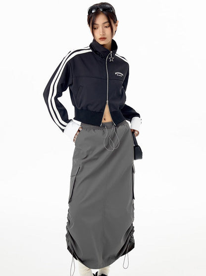Top Zipper Mode Short Logo High Collar