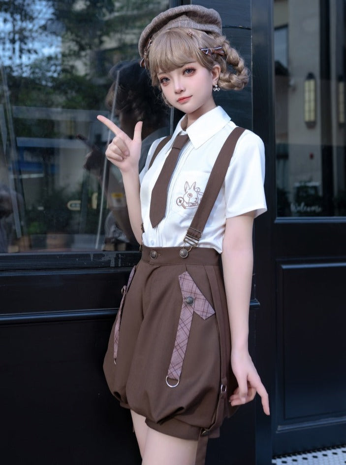 Chemise Gilet Pantalon + Garçon Ballon Marron Rétro