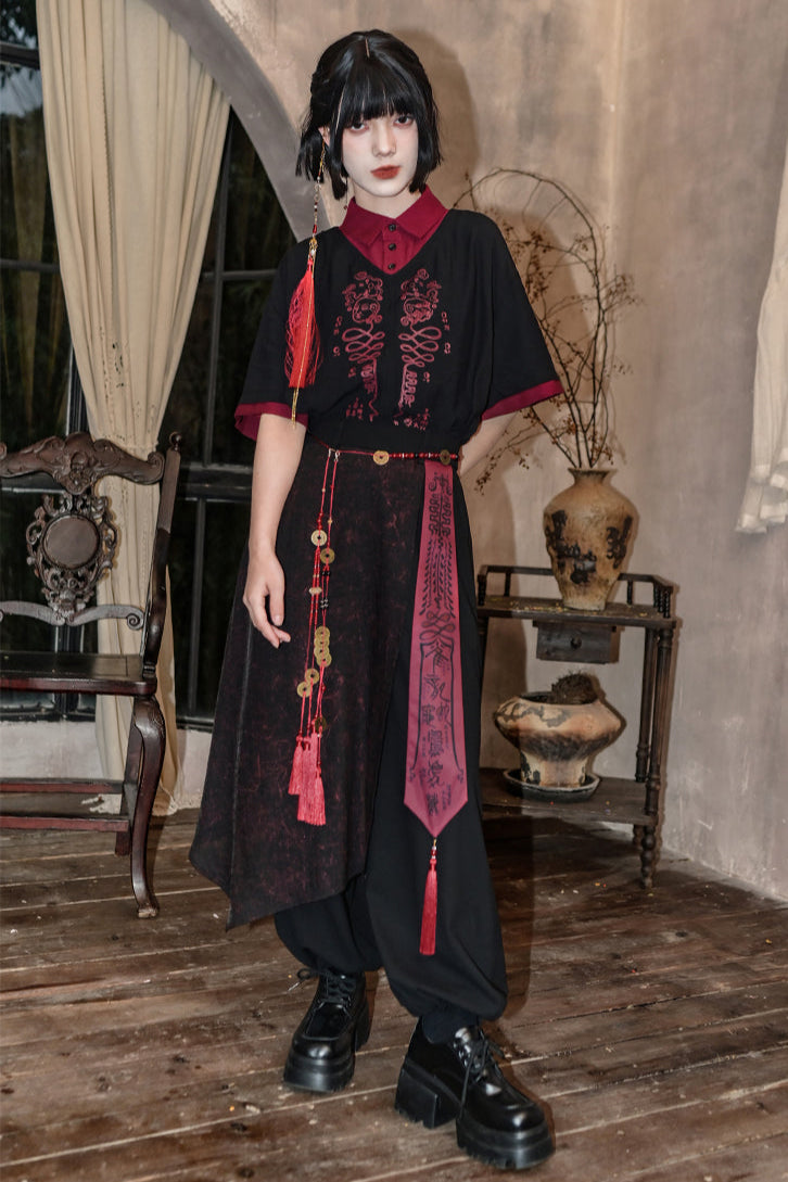 Dark Leg China Pants Wide