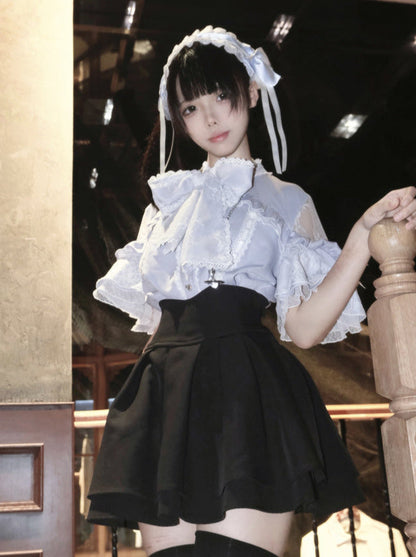 Shirt Sheer Ribbon Shoulder Lace