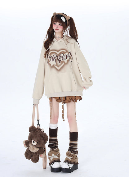 Sweat à capuche surdimensionné avec lettres « Love American »
