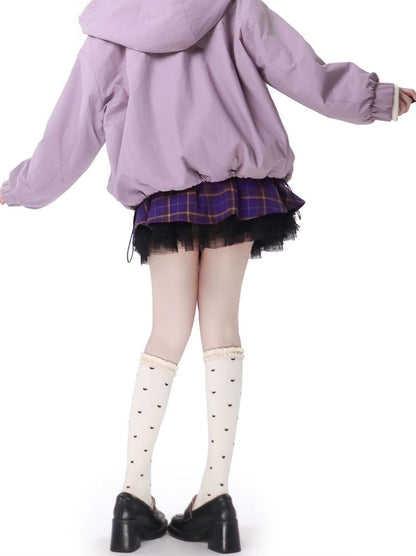 Multi -pocket Taro Purple Jacket Knit Best Skirt Suit