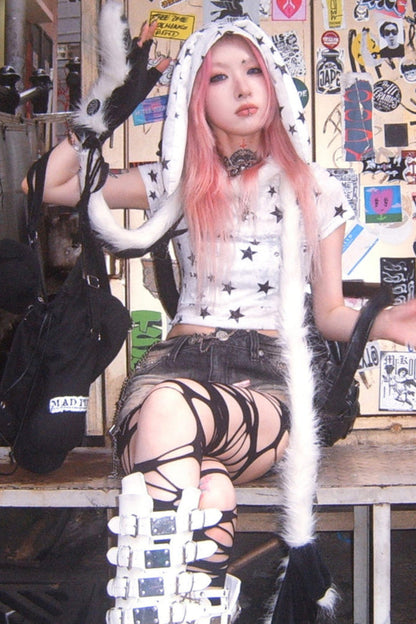 Ear Spicy Star Girl Tops Bunny