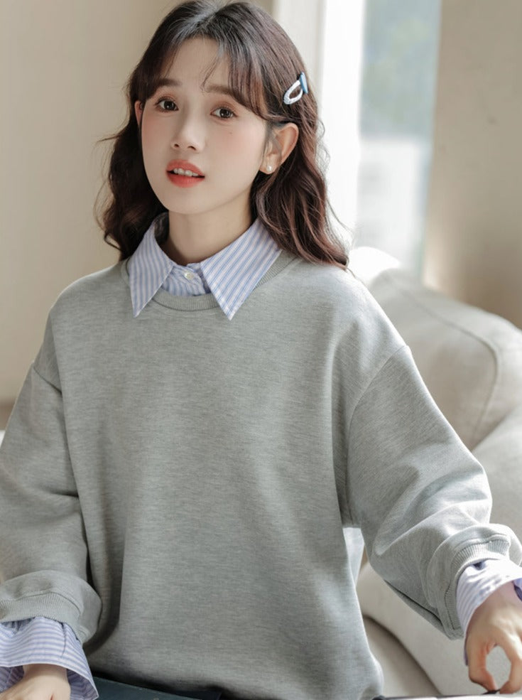 Pull ample à rayures, ensemble deux pièces