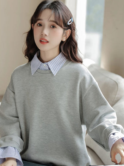 Pull ample à rayures, ensemble deux pièces