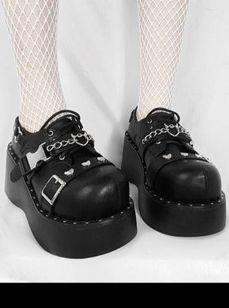 Punk Lolita Platform Toe Devil Shoes Gothic Round Trap