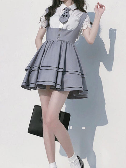 Ensemble jupe bouffante tutu chemise Berry + Tie Cake chemise à manches sauvages manches longues bretelles