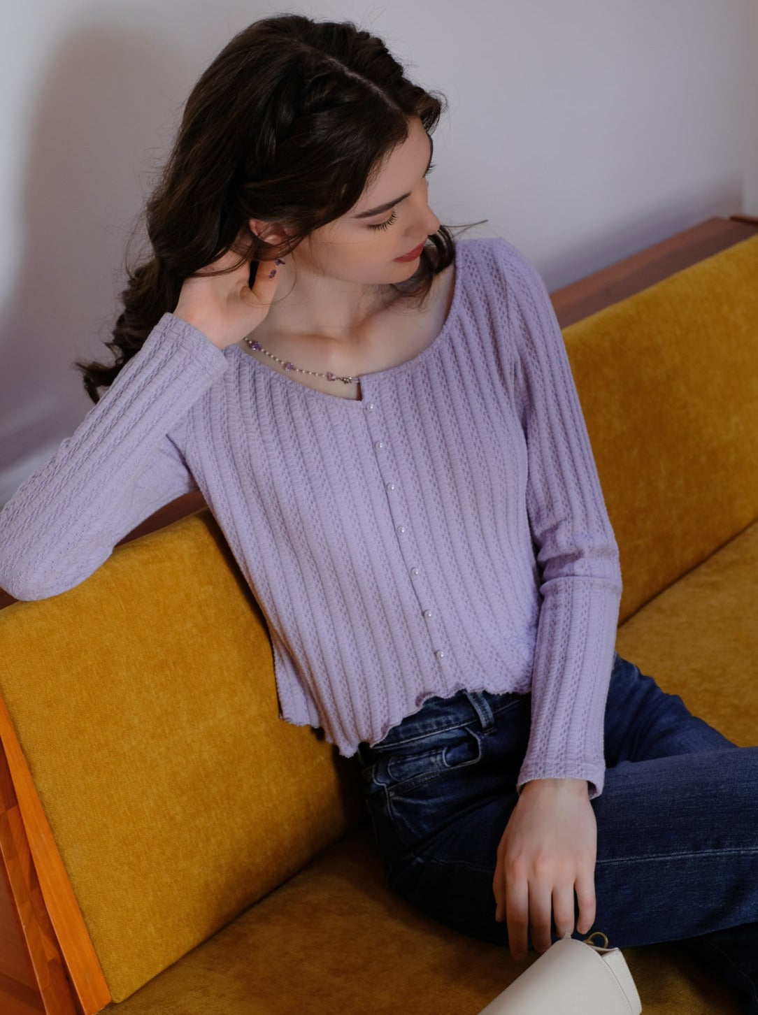 Rib Spring Cardigan Knit Tight
