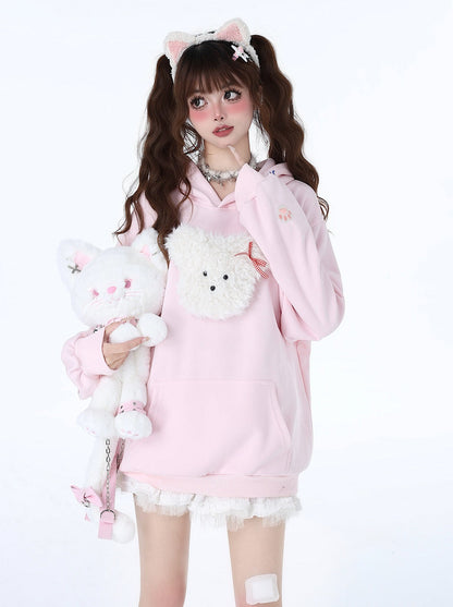 Sweat à capuche couleur pastel lapin Morabito Loose