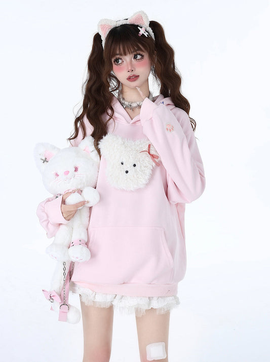 Sweat à capuche couleur pastel lapin Morabito Loose