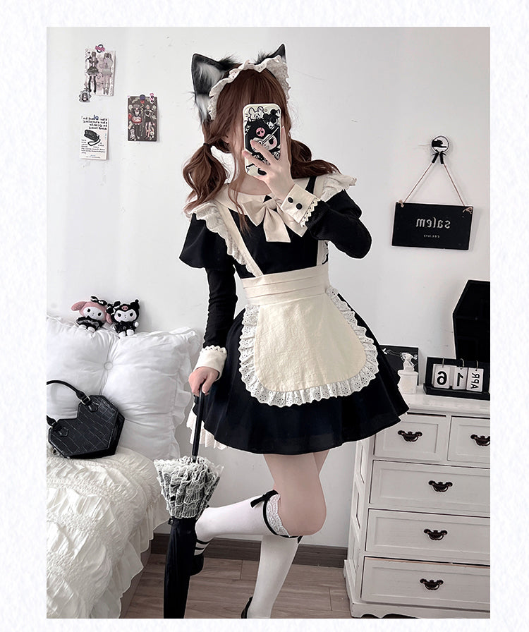 Maid Dress Lace Pleated