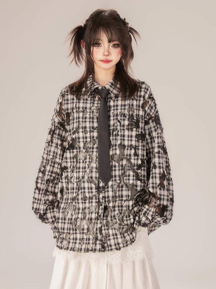 Retro Check Shirt Ripped