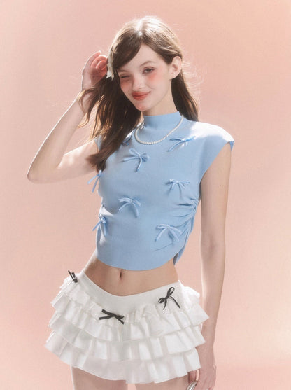 Short Collar Sweet Ribbon Top Little