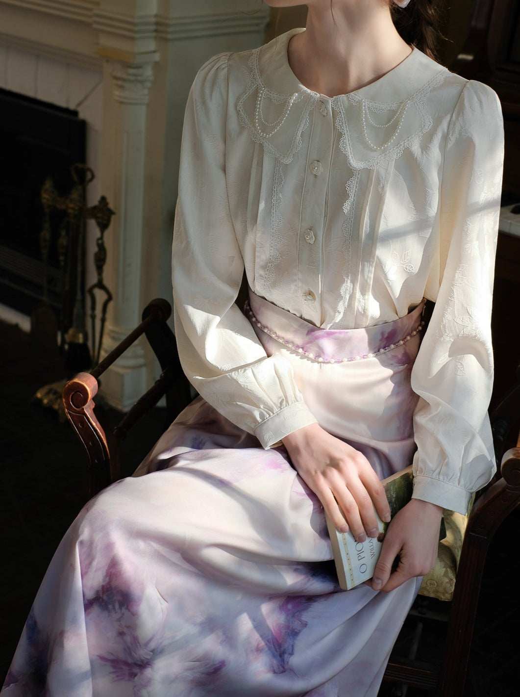 White Blouse Retro Moonlight