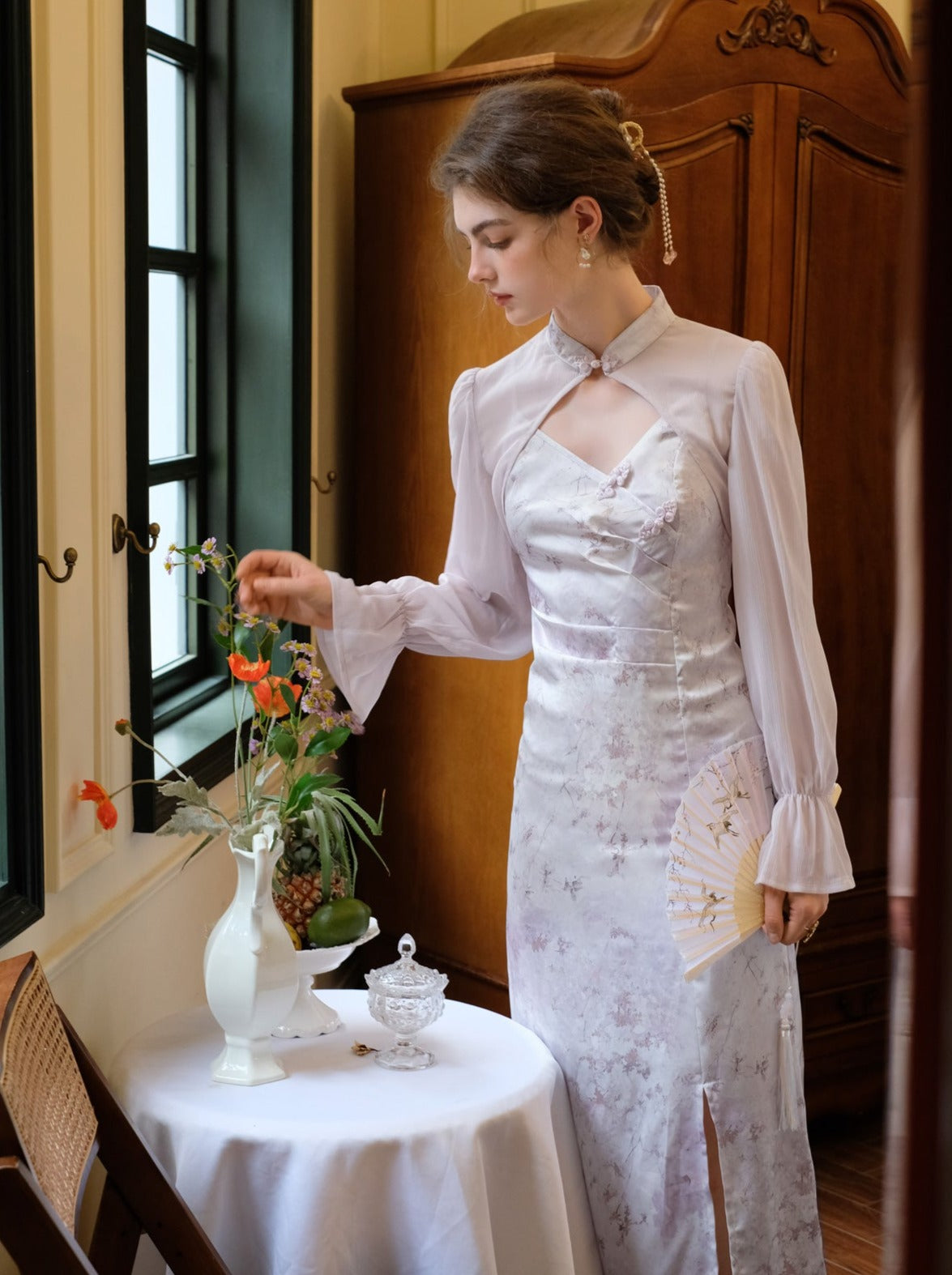 Retro Purple Flower Sheer Dress Cardigan China