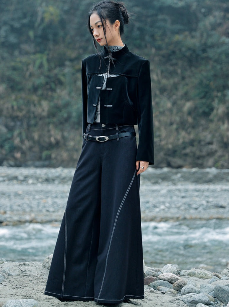 Waist Low Mode Pants Dark Retro