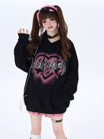 Sweat à capuche surdimensionné avec lettres « Love American »