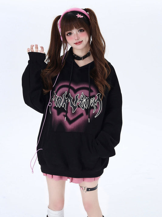 Sweat à capuche surdimensionné avec lettres « Love American »
