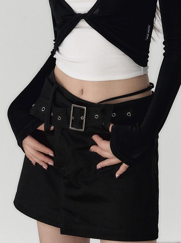 Belt Girl Black Pants Fashion Hot Skirt
