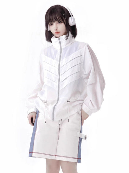 Veste d'été squelette de couleur de costume bleu blanc crème solaire d'invasion fraîche