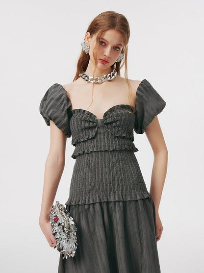 Top Langes, schulterfreies Schlauchkleid